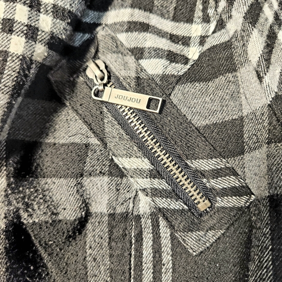 JOU JOU black white plaid 6 button closure pea coat jacket - Picture 10 of 14